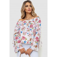 Блуза з квітковим принтом, колір білий, 244R064