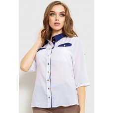 Блуза класична, колір біло-синій, 230R101